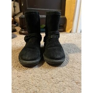 Bearpaw Toddler Black Faux Suede Boots Sz 9 Cozy Outdoor‎ Soft Cute